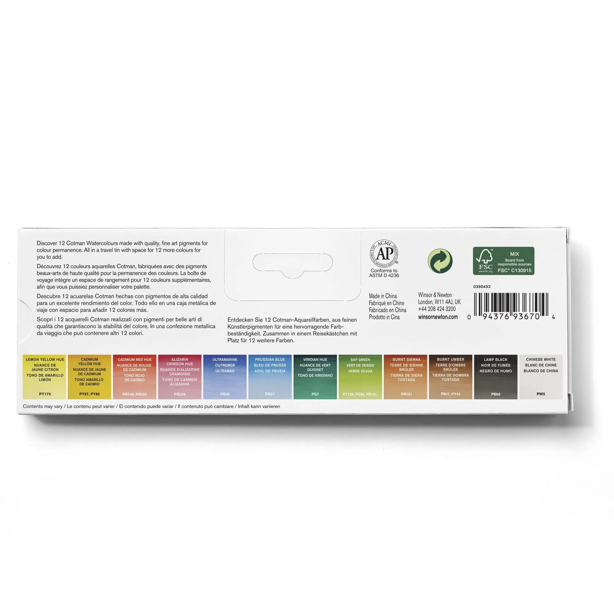 Winsor & Newton Cotman Watercolor Paint Set, 12 Half Pan Travel Tin | Artist Grade Watercolors for India - view 5