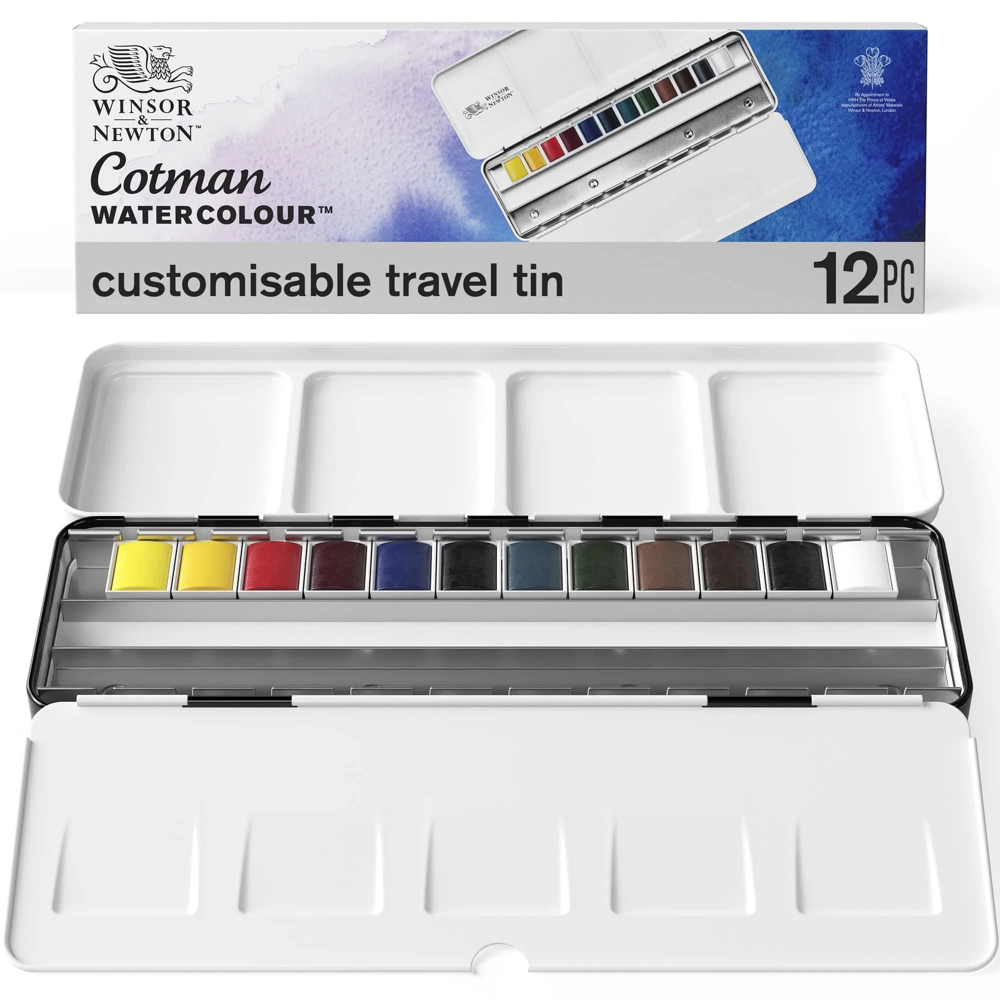 Winsor & Newton Cotman Watercolor Paint Set, 12 Half Pan Travel Tin | Artist Grade Watercolors for India - main product image