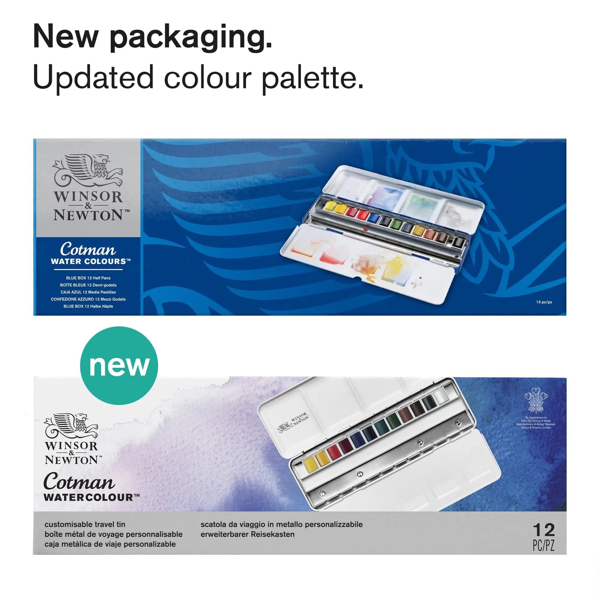 Winsor & Newton Cotman Watercolor Paint Set, 12 Half Pan Travel Tin | Artist Grade Watercolors for India - view 2