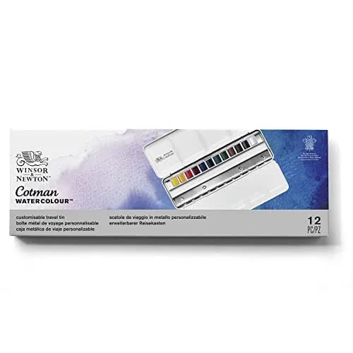 Winsor & Newton Cotman Watercolor Paint Set, 12 Half Pan Travel Tin | Artist Grade Watercolors for India thumbnail 3