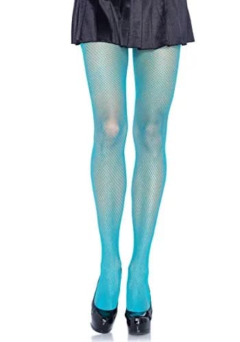 Leg Avenue Nylon Fishnet Tights Neon Blue | Comfortable, Stretchy Hosiery for Women thumbnail 1
