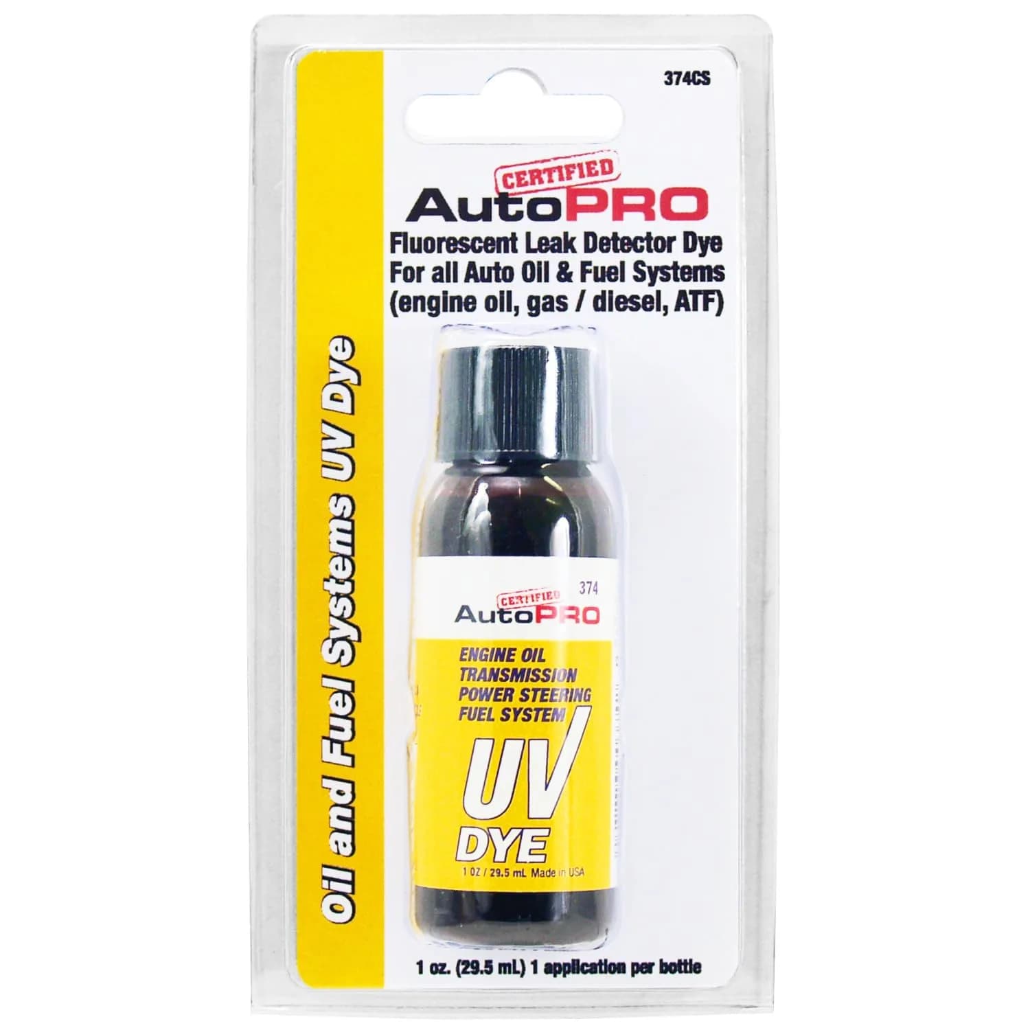 A/C PRO Certified Oil and Fuel System UV Dye, Leak Detector for Cars, 1 Oz - main product image