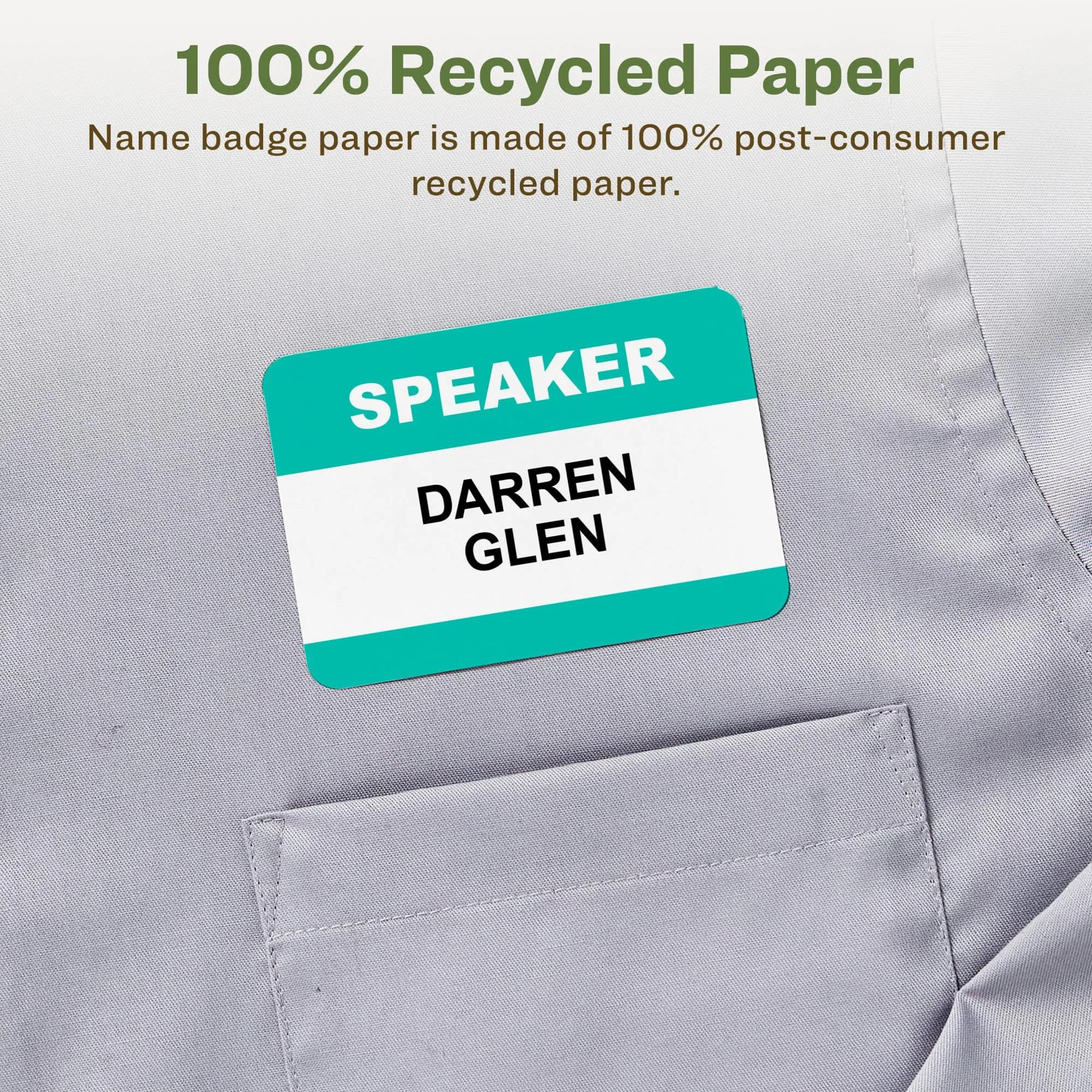 Avery EcoFriendly Recycled Name Tags 2-1/3" x 3-3/8" White Removable Adhesive 400 Printable Name Badges | Made with 100% Post-Consumer Recycled Paper - view 3