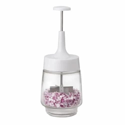 HIC Kitchen Old Fashioned Onion Chopper, Glass, 18/8 Stainless Steel Blades | Quick, Consistent Food Prep thumbnail 1