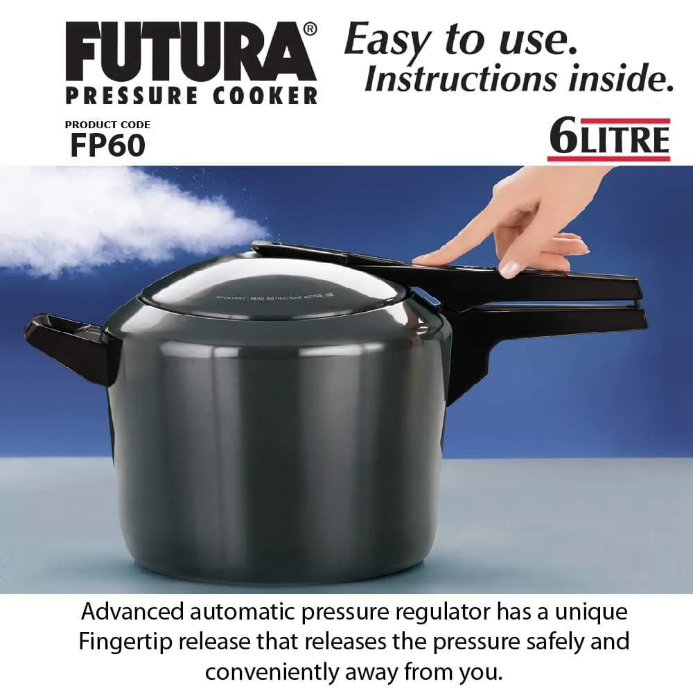 Futura O60 Pressure Cooker 6 L (6.3 Quarts) | Hard-Anodized Aluminium for All Cooktops - view 2