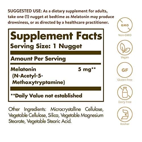 Solgar Melatonin 5 mg Nuggets 120 Count | Promotes Relaxation & Rest thumbnail 2