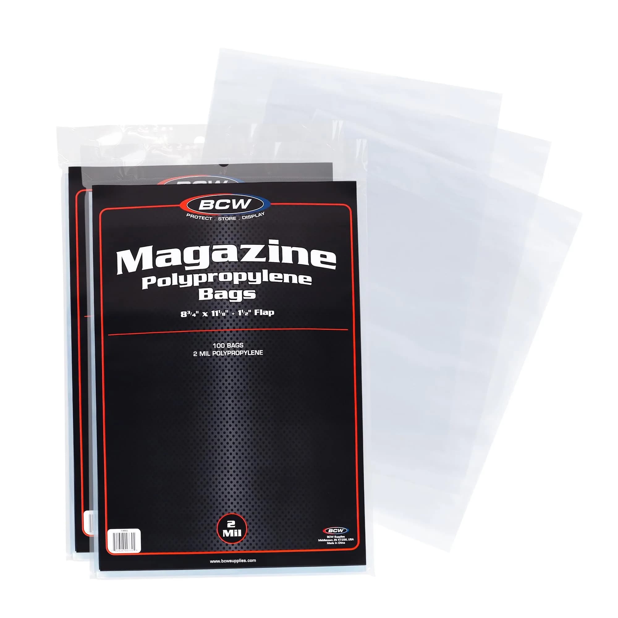 BCW Magazine Bags - 200 Count | Fits Standard 8.5 x 11 Inch Magazines | Acid-Free Polypropylene Sleeves for Collectors — Black
