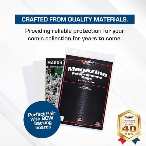 BCW Magazine Bags - 200 Count | Fits Standard 8.5 x 11 Inch Magazines | Acid-Free Polypropylene Sleeves for Collectors thumbnail 2