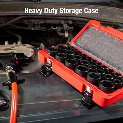 Sunex 2645 1/2 Inch Drive Impact Socket Set 26-Piece, Metric, 10mm-36mm | Heavy Duty Alloy Steel for Automotive thumbnail 5