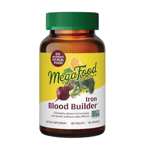 MegaFood Blood Builder Iron Supplement Vegan 180 Tablets | Energy Support with Iron Bisglycinate & B12 thumbnail 1
