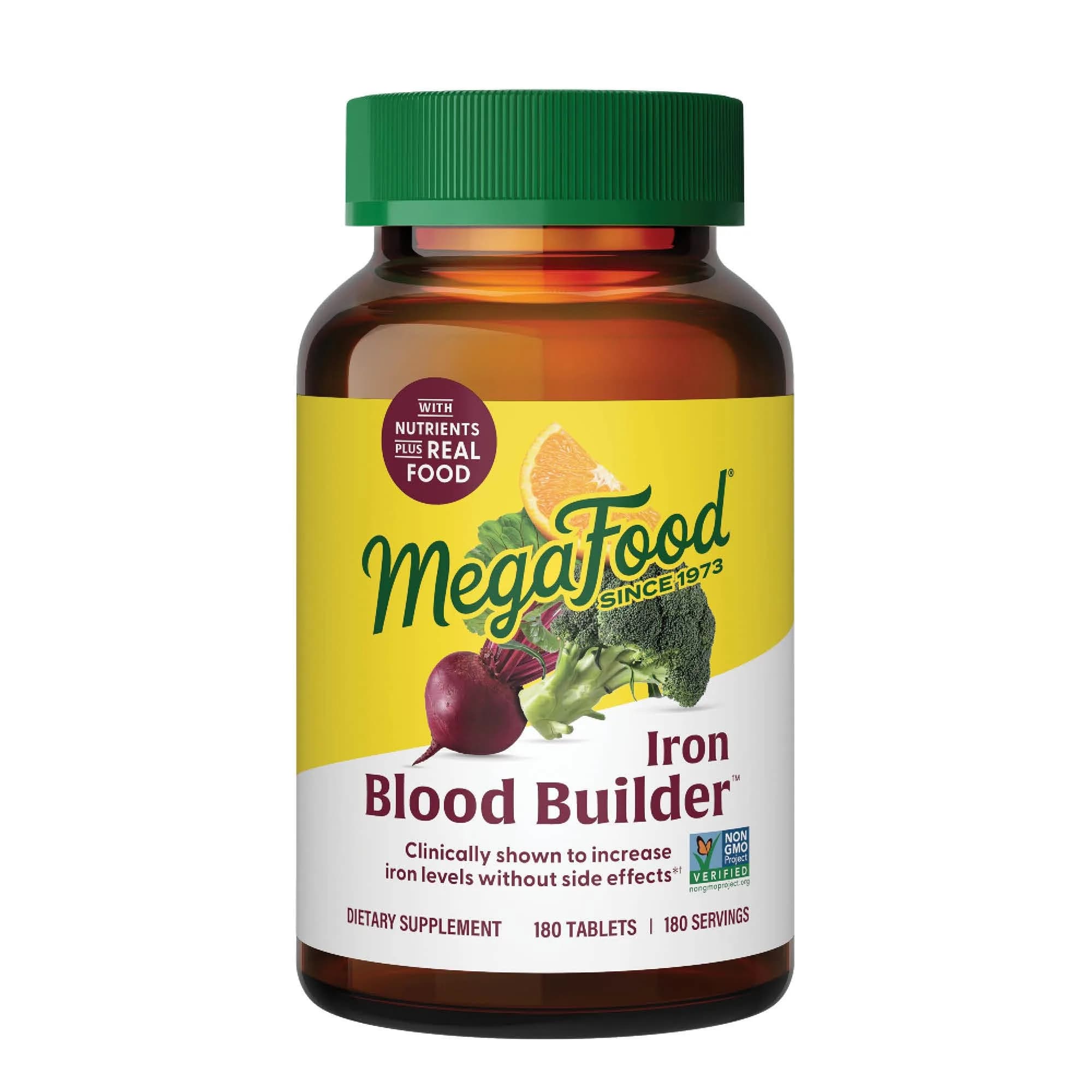 MegaFood Blood Builder Iron Supplement Vegan 180 Tablets | Energy Support with Iron Bisglycinate & B12 - main product image