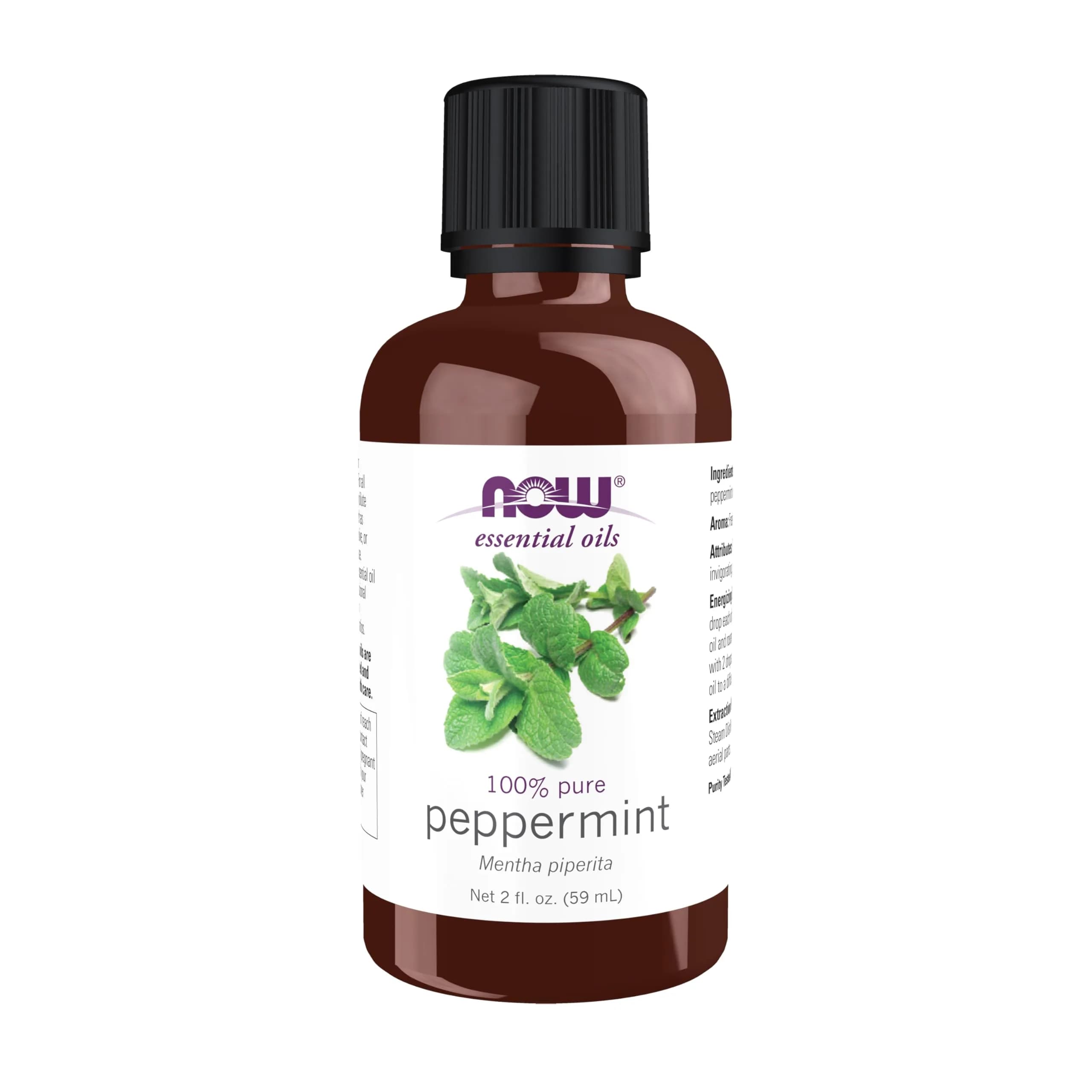 NOW Peppermint Essential Oil 59ml (2 Fl Oz) | Invigorating, Pure, Steam Distilled — 2 Fl Oz