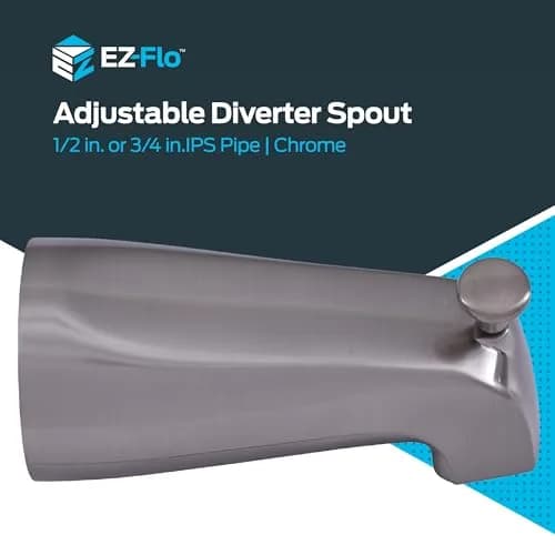 EZ-FLO Adjustable Diverter Spout 14.6 cm (5.75 inch) Chrome | Wall Mount Tub Faucet with Diverter thumbnail 2