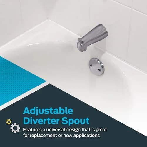 EZ-FLO Adjustable Diverter Spout 14.6 cm (5.75 inch) Chrome | Wall Mount Tub Faucet with Diverter thumbnail 3