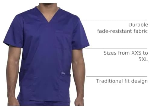 Cherokee WW Revolution V-Neck Scrub Top for Men with 3 Pockets Grape | Professional Medical Uniform thumbnail 4