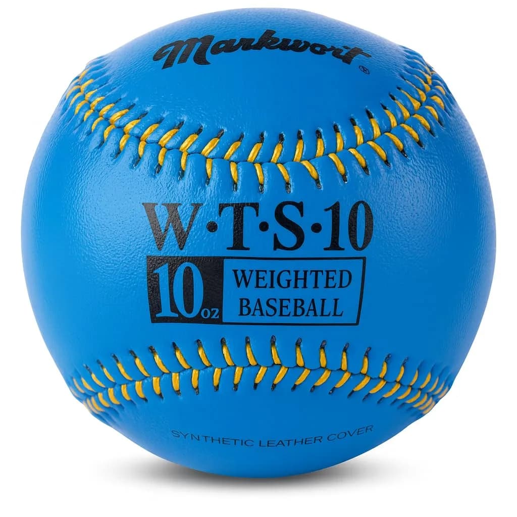 Markwort Synthetic Cover Weighted Baseball 9-Inch | Blue, 10 oz for Baseball Training & Practice
