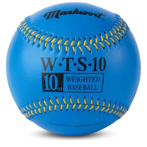 Markwort Synthetic Cover Weighted Baseball 9-Inch | Blue, 10 oz for Baseball Training & Practice thumbnail 1