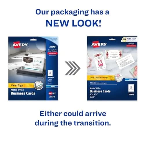 Avery Clean Edge Printable Business Cards 2" x 3.5" (90 Cards) | Inkjet Printer Optimized thumbnail 2