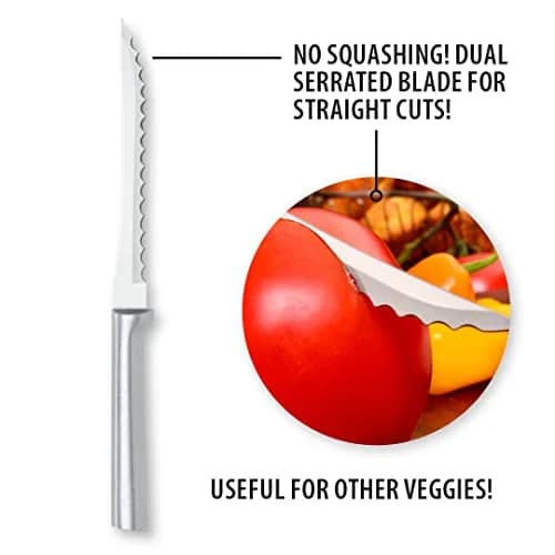 RADA Tomato Slicer Knife (R126), Silver, Pack of 6 | Effortless Tomato Slicing with Dual-Serrated Blade thumbnail 4