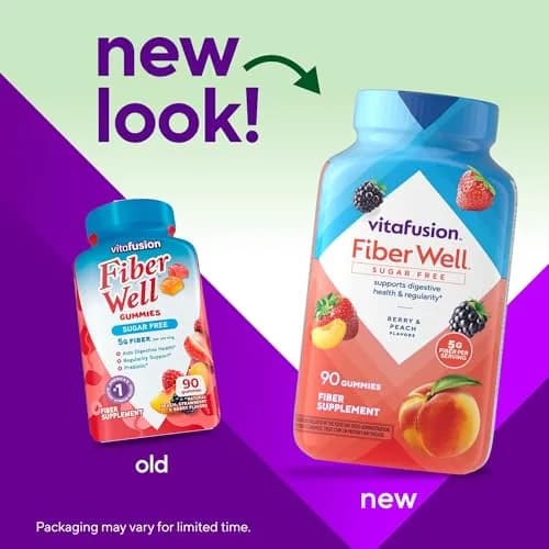 Vitafusion Fiber Well Gummies 90 Count (45 Day Supply) | Sugar Free Fiber Supplement for Digestive Health & Regularity thumbnail 2