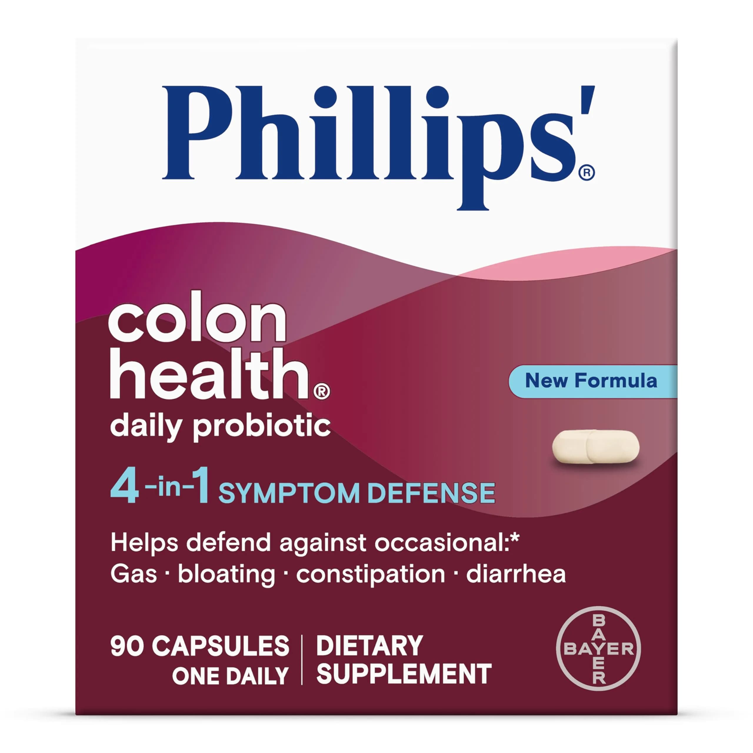 Phillips' Colon Health Daily Probiotic Capsules 90 Count | 4-in-1 Symptom Defense for Digestive & Immune Health — Capsule