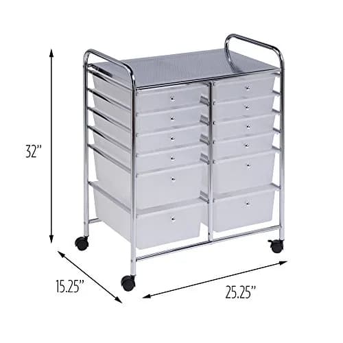 Honey-Can-Do 12-Drawer Rolling Cart 66cm (26in) | Mobile Organizer for Crafts & Office thumbnail 4
