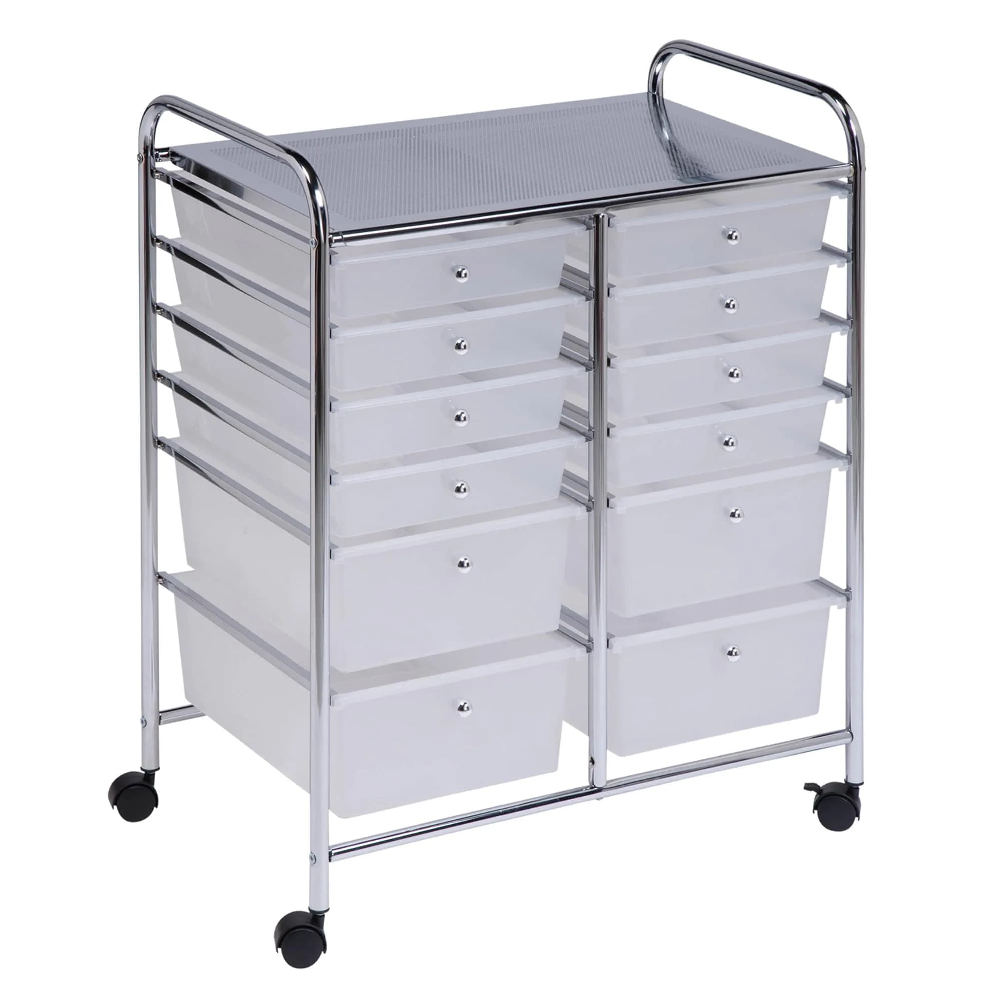 Honey-Can-Do 12-Drawer Rolling Cart 66cm (26in) | Mobile Organizer for Crafts & Office — Clear