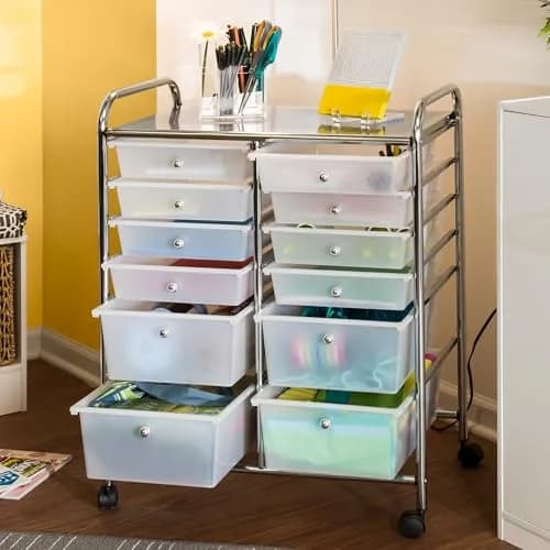 Honey-Can-Do 12-Drawer Rolling Cart 66cm (26in) | Mobile Organizer for Crafts & Office thumbnail 2