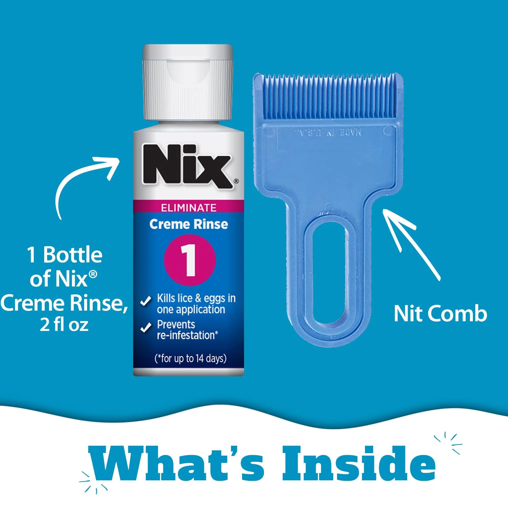 Nix Lice Treatment Kit Permethrin Crème Rinse & Lice Comb 2 Fl Oz (59 ml) | Pediatrician-Recommended Lice Removal - view 3