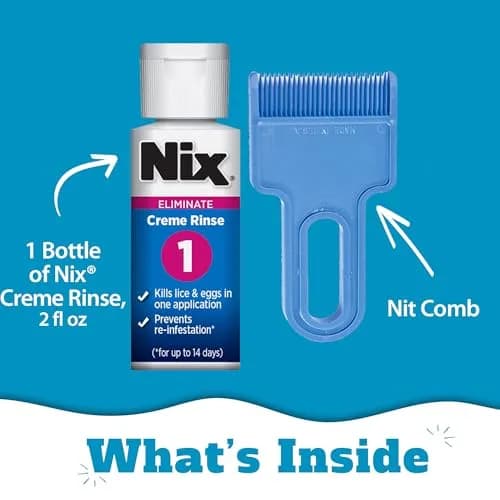 Nix Lice Treatment Kit Permethrin Crème Rinse & Lice Comb 2 Fl Oz (59 ml) | Pediatrician-Recommended Lice Removal thumbnail 3
