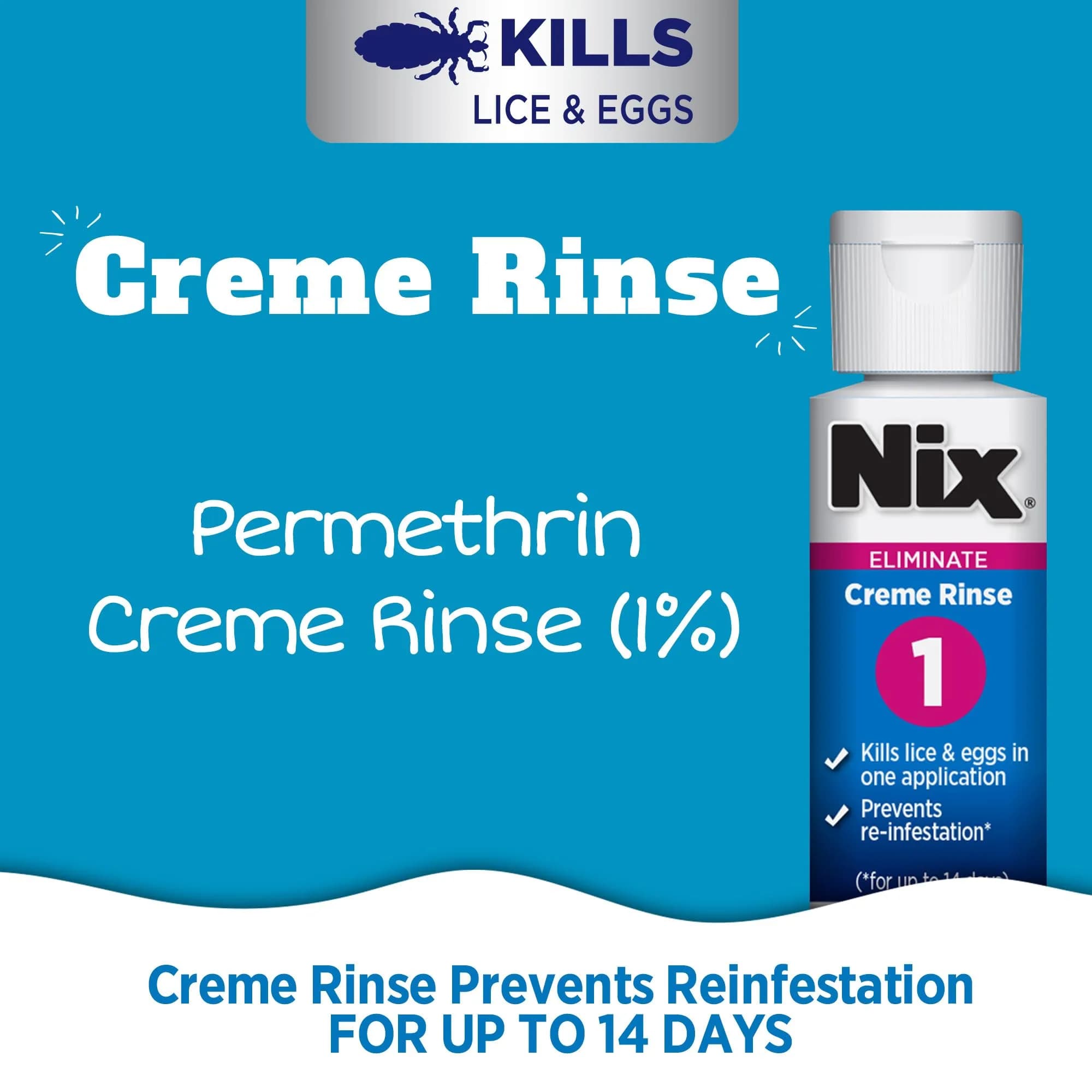 Nix Lice Treatment Family Pack Permethrin Crème Rinse 4 Fl Oz (2x2 Fl Oz Bottles) & 2 Lice Combs | Kills Lice and Eggs - view 2
