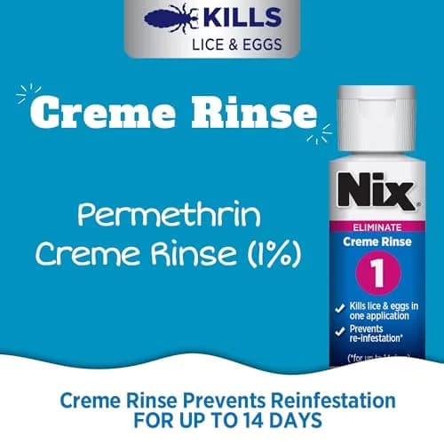Nix Lice Treatment Family Pack Permethrin Crème Rinse 4 Fl Oz (2x2 Fl Oz Bottles) & 2 Lice Combs | Kills Lice and Eggs thumbnail 2