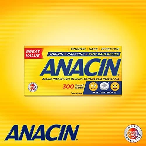 ANACIN Aspirin & Caffeine Tablets 300 Count | Fast Headache & Pain Relief thumbnail 2