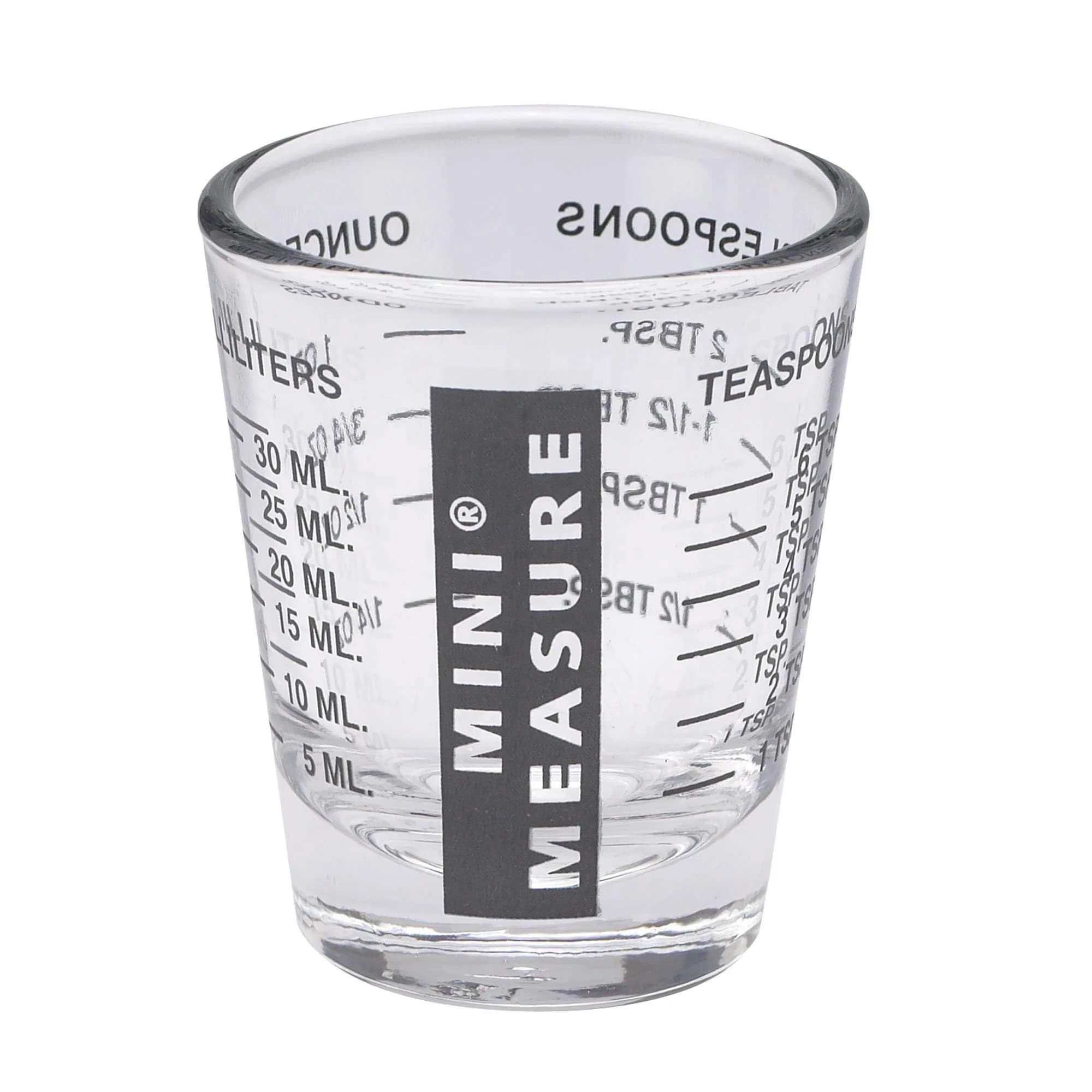 Kolder Mini Measure Set of 2 | 20-Increment Glass Shot Glass for Liquid & Dry Ingredients — Black