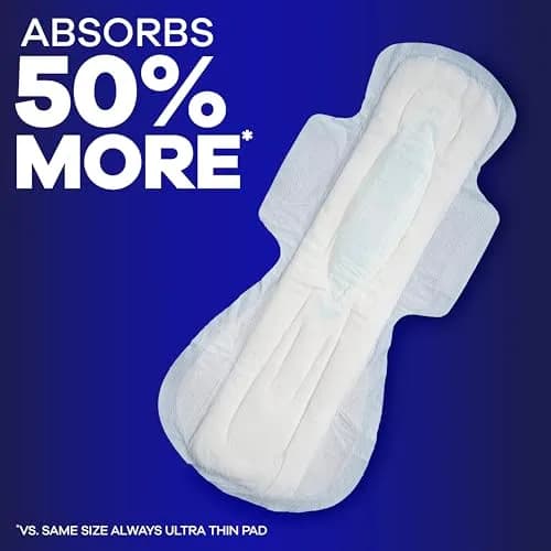 Always Maxi Feminine Pads Size 5 Extra Heavy Overnight With Wings Unscented 20 Count | 100% Leak Free Comfort thumbnail 3