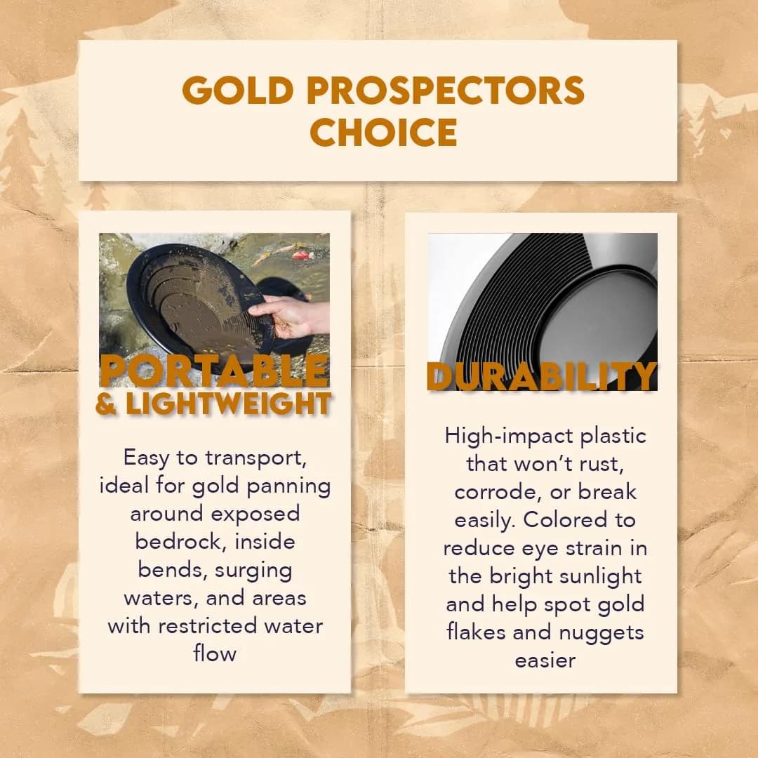 SE 10” Black Plastic Gold Pan with Riffles | Lightweight Prospecting Tool - view 6