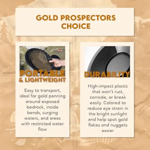 SE 10” Black Plastic Gold Pan with Riffles | Lightweight Prospecting Tool thumbnail 6