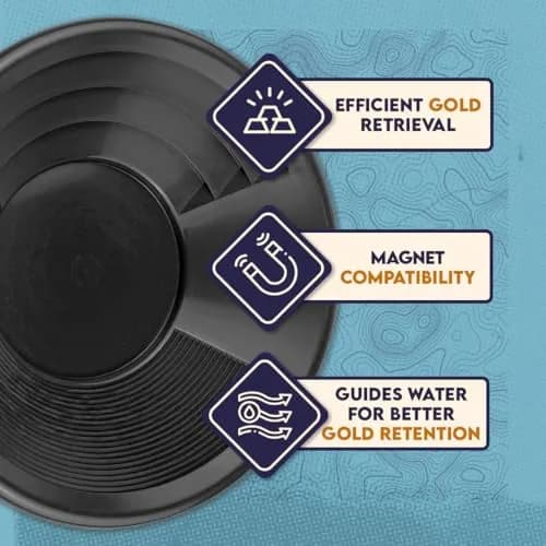 SE 10” Black Plastic Gold Pan with Riffles | Lightweight Prospecting Tool thumbnail 8