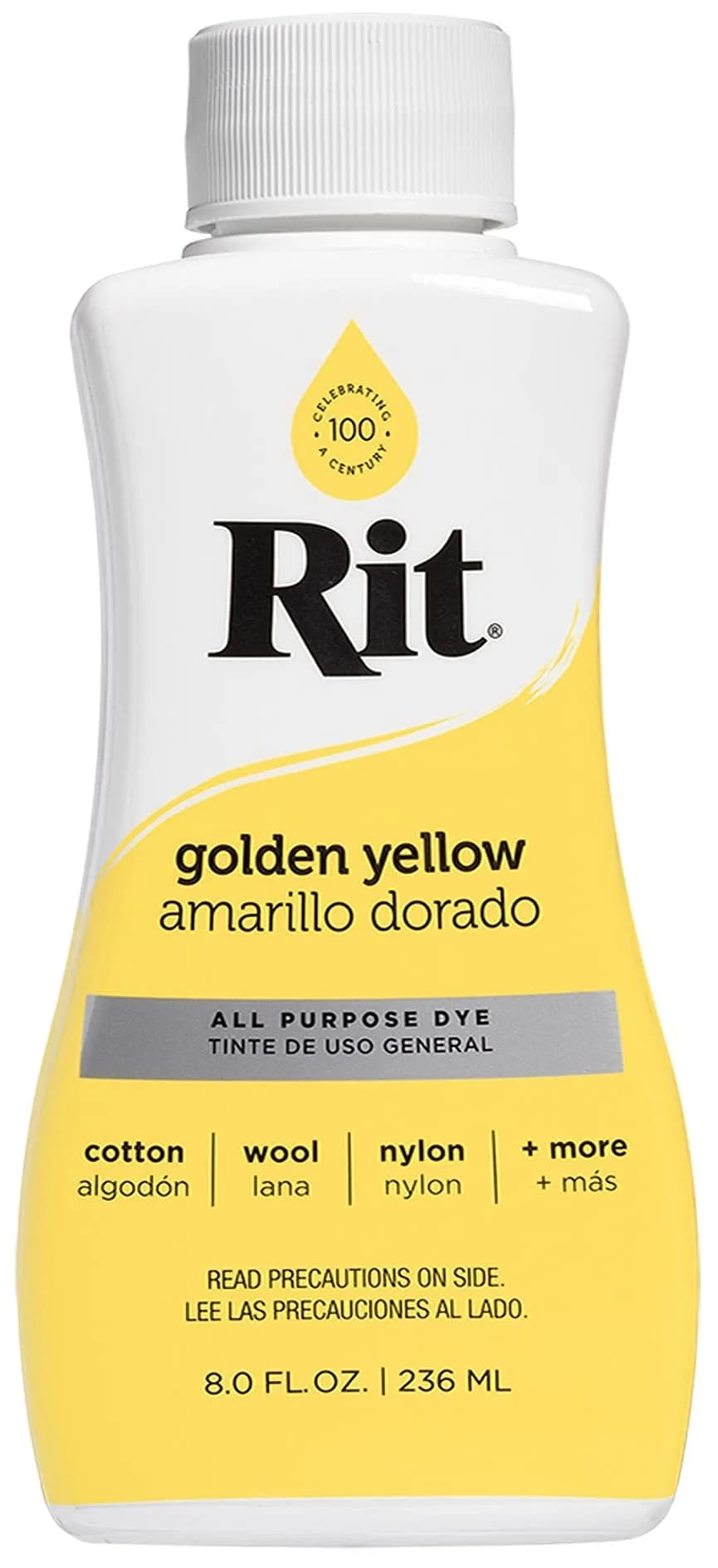 Rit Liquid Fabric Dye, Golden Yellow (237ml / 8 Fl Oz) - Vibrant Color for Cotton, Linen, Silk, Wool - main product image