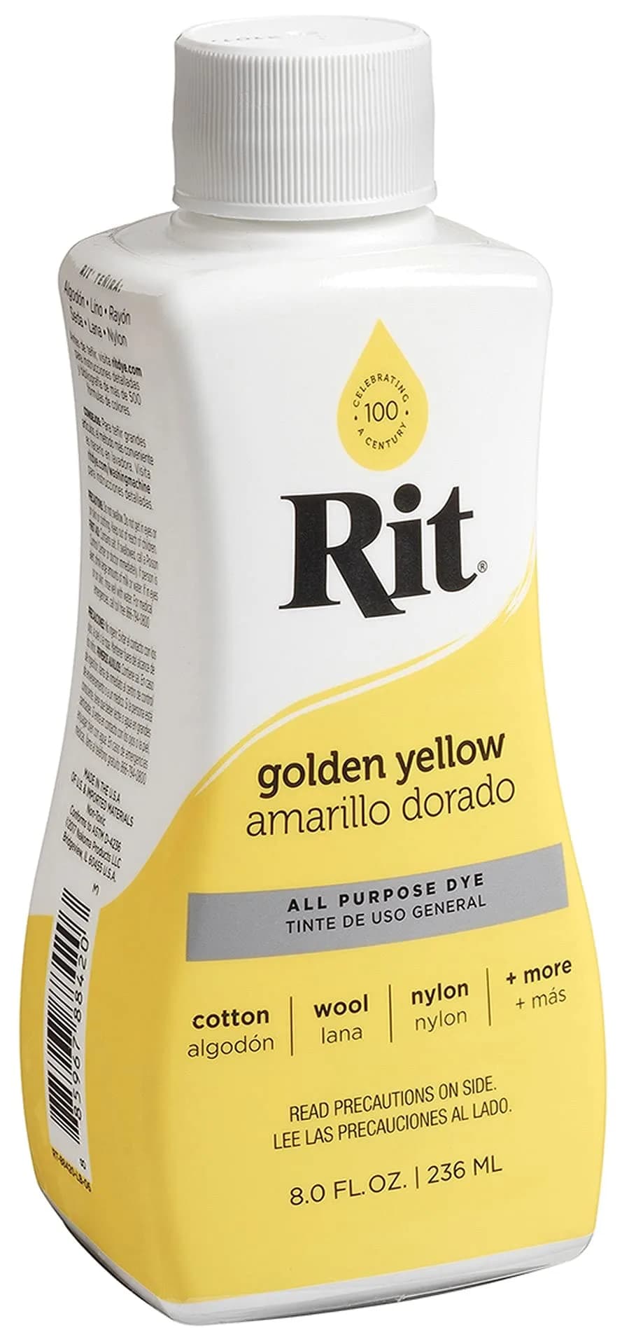 Rit Liquid Fabric Dye, Golden Yellow (237ml / 8 Fl Oz) - Vibrant Color for Cotton, Linen, Silk, Wool - view 2