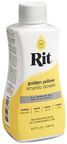 Rit Liquid Fabric Dye, Golden Yellow (237ml / 8 Fl Oz) - Vibrant Color for Cotton, Linen, Silk, Wool thumbnail 2