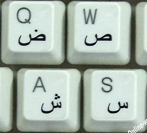 Online-Welcome Arabic Keyboard Stickers with Black Letters | Transparent Vinyl for Laptop & Desktop thumbnail 1