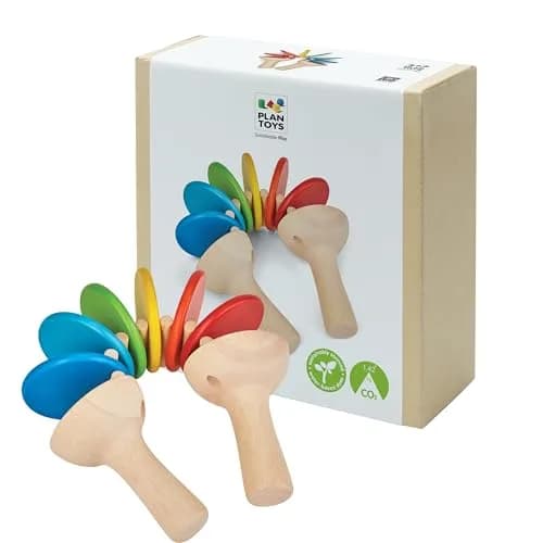 PlanToys Wooden Clatter Toy Montessori Sound & Rhythm Baby Sensory Gift | Eco-Friendly Wooden Musical Toy for Infants thumbnail 1