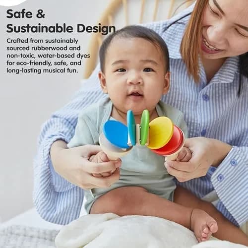 PlanToys Wooden Clatter Toy Montessori Sound & Rhythm Baby Sensory Gift | Eco-Friendly Wooden Musical Toy for Infants thumbnail 7