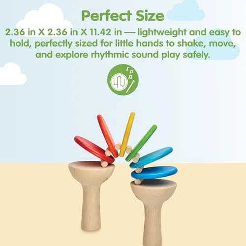 PlanToys Wooden Clatter Toy Montessori Sound & Rhythm Baby Sensory Gift | Eco-Friendly Wooden Musical Toy for Infants thumbnail 2