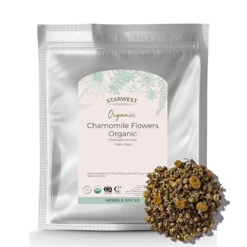 Starwest Botanicals Organic Chamomile Flowers Whole - 16 Oz | Pure Egyptian Herb for Tea & Baking thumbnail 1