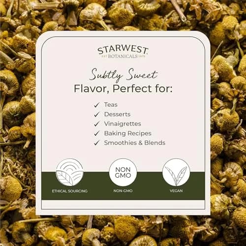 Starwest Botanicals Organic Chamomile Flowers Whole - 16 Oz | Pure Egyptian Herb for Tea & Baking thumbnail 3