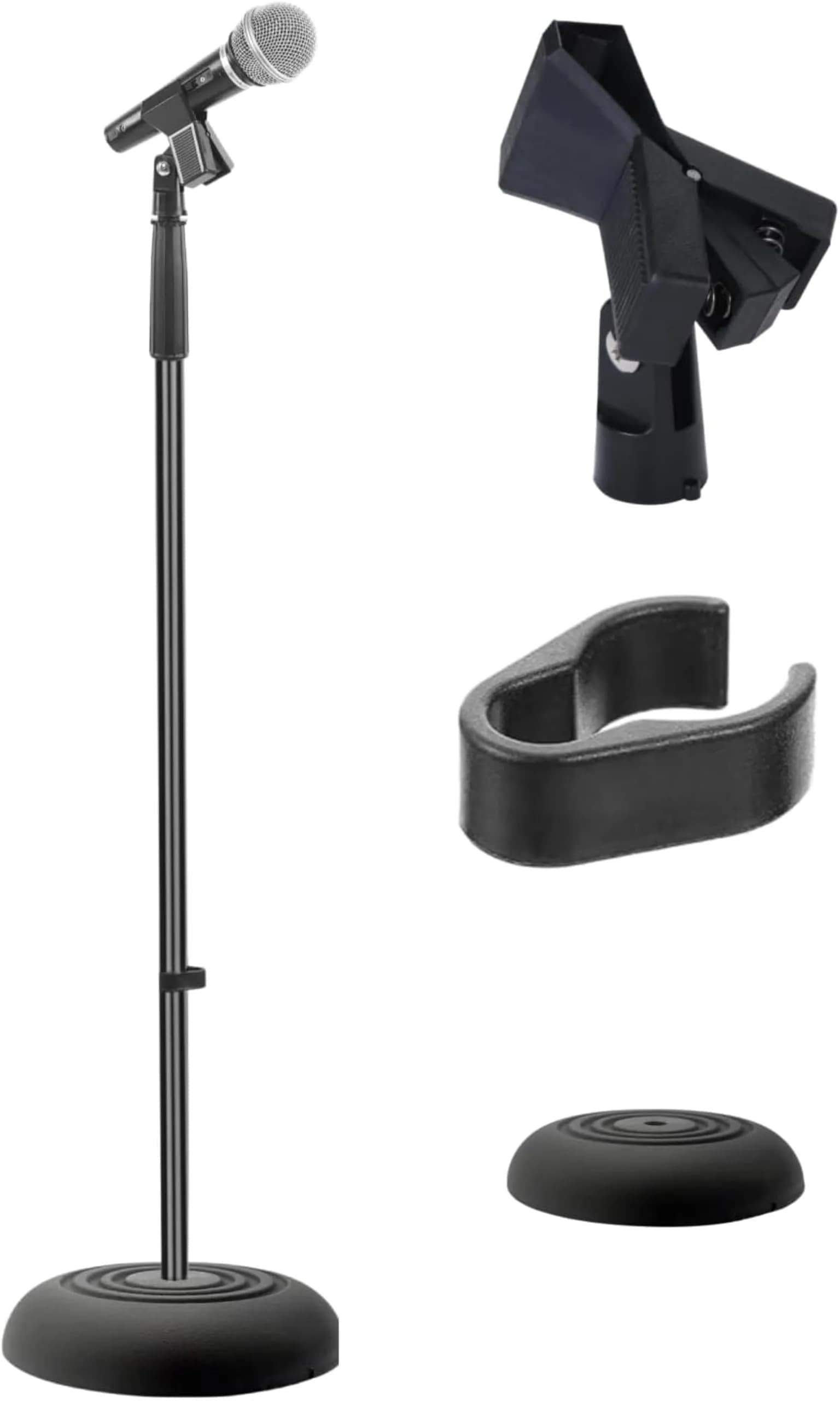 Pyle Microphone Stand - Universal Floor Standing Adjustable Heavy Base for Singing & Recording (2.8' - 5' ft., 9.8" diameter)
