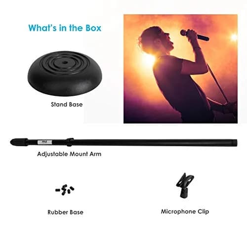 Pyle Microphone Stand - Universal Floor Standing Adjustable Heavy Base for Singing & Recording (2.8' - 5' ft., 9.8" diameter) thumbnail 8