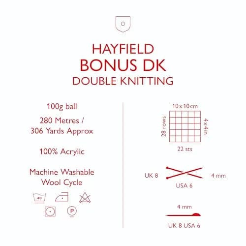 Sirdar Hayfield Bonus DK Yarn Bright Orange 100g | 100% Acrylic for Knitting & Crochet thumbnail 6
